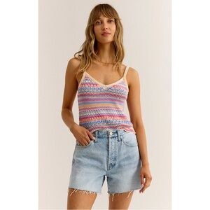 Z Supply Yoanna Crochet Cropped Tank Top‎ Raspberry Sorbet Medium
